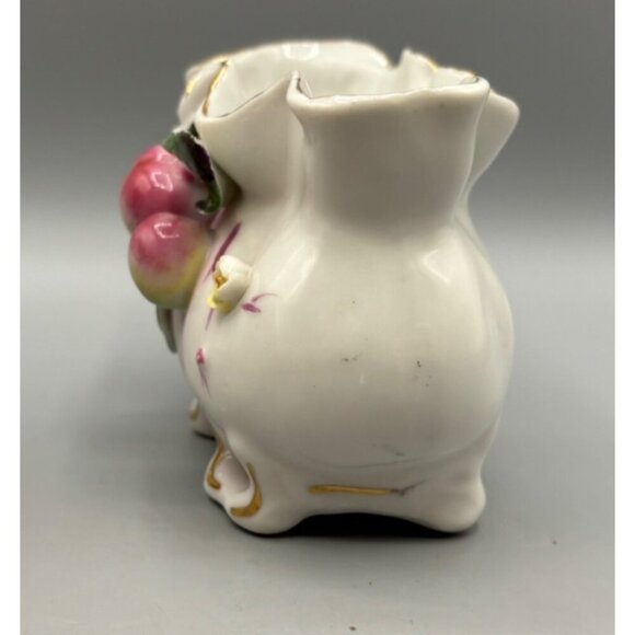 Vtg Japan Footed Dish Fruit‎ Creamer Vase Porcelain Gold Trim Decor - Picture 5 of 7